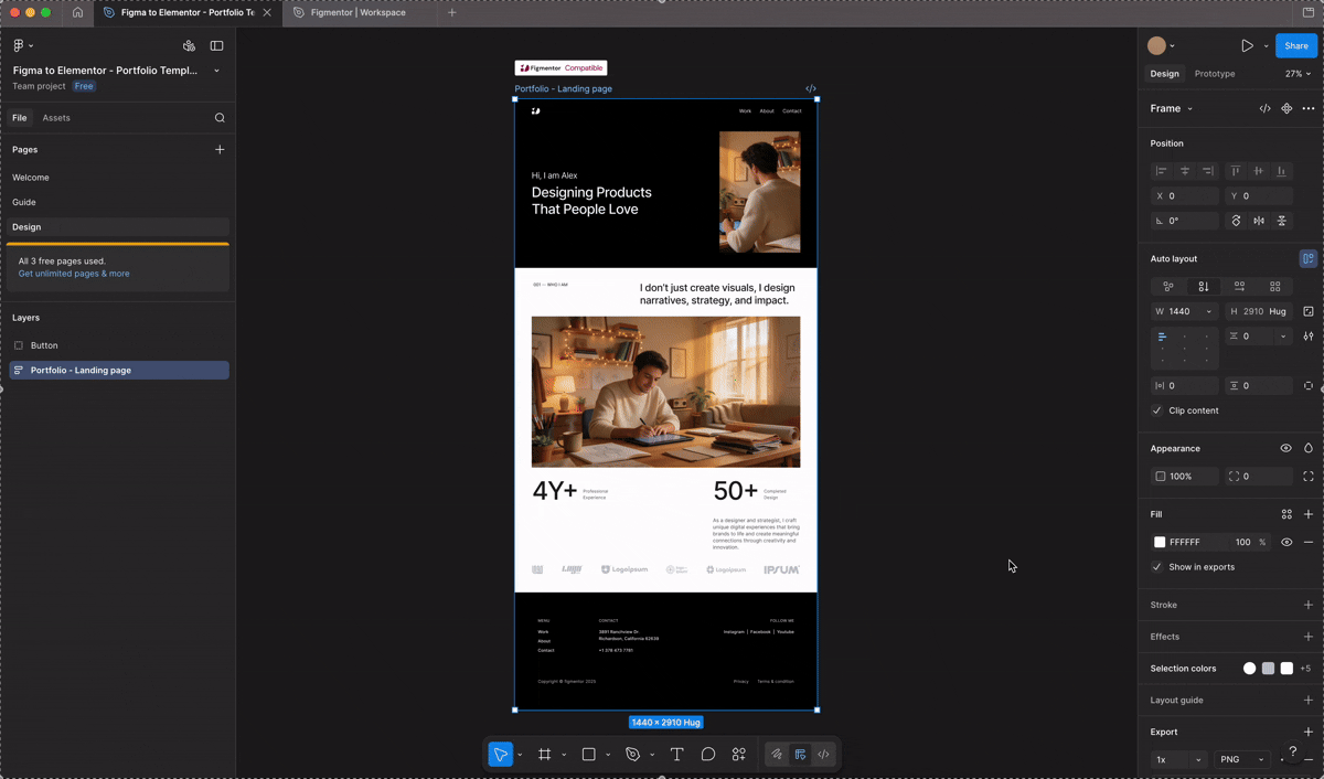 Opening the Figmentor plugin in Figma